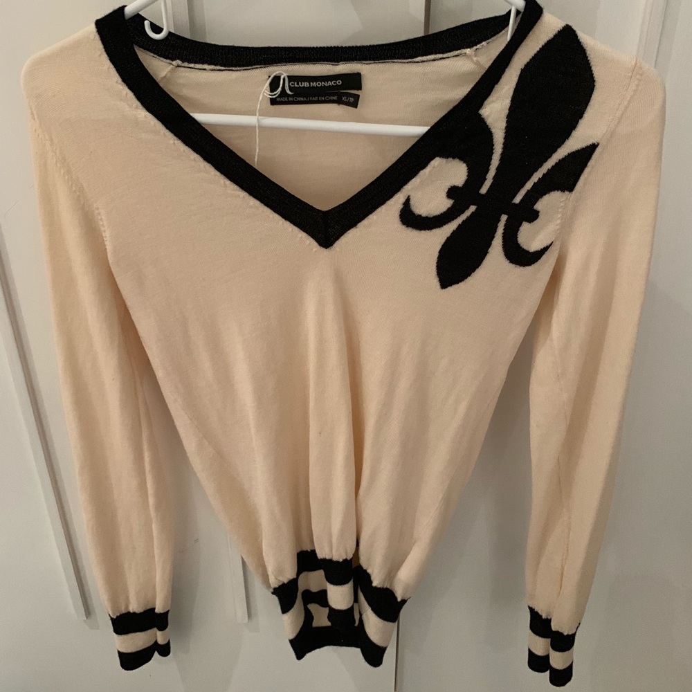 Cream color club Monaco merino sweater